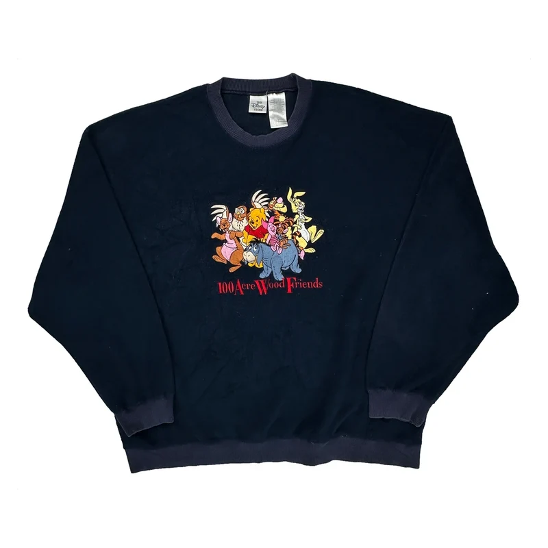 100 Acre Wood Friends Disney Cartoon Sweatshirt - XL Navy Polyester