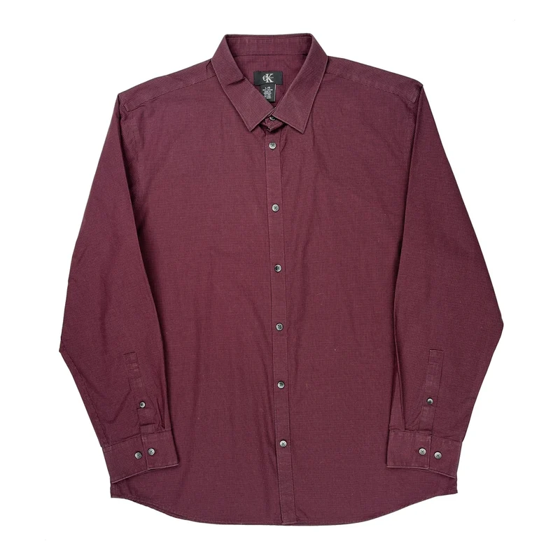 Calvin Klein Shirt - Large Burgundy Cotton