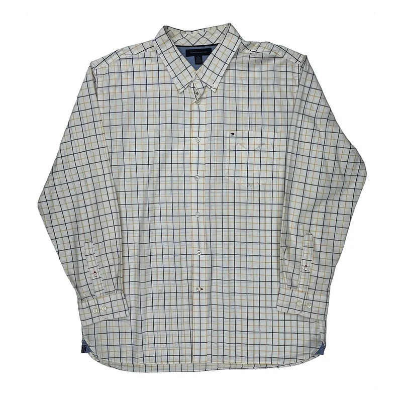 Tommy Hilfiger Checked Shirt - XL Cream Cotton