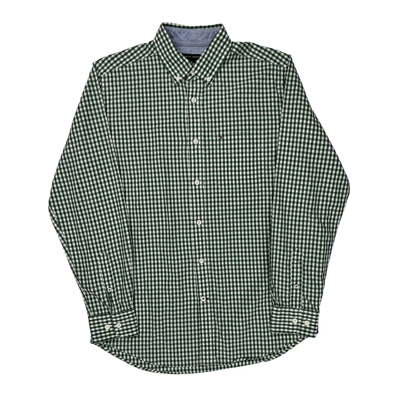 Tommy Hilfiger Checked Shirt - Small Green Cotton