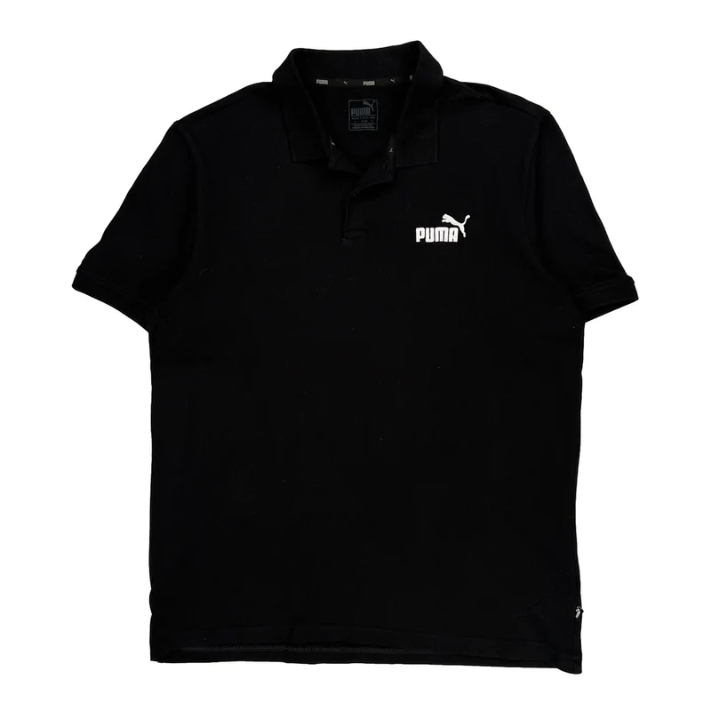 Puma Polo Shirt - Large Black Cotton