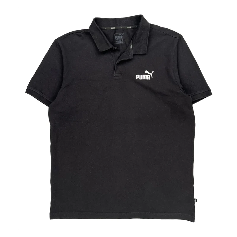Puma Polo Shirt - Large Black Cotton