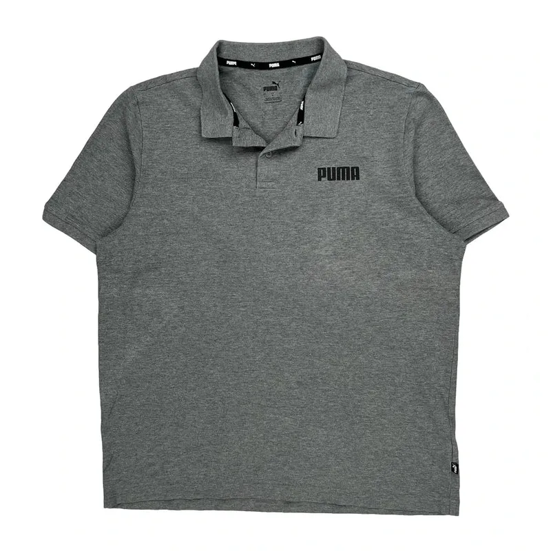 Puma Polo Shirt - Large Grey Cotton