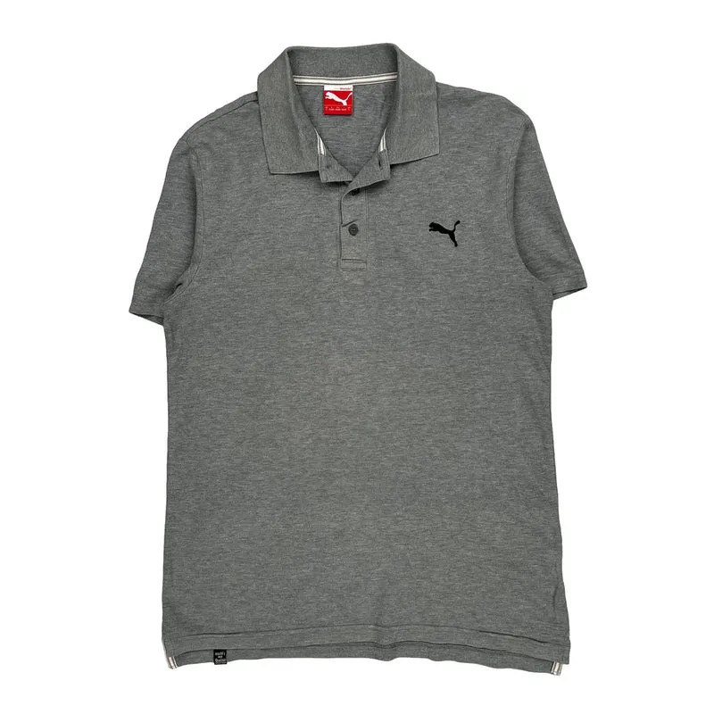 Puma Polo Shirt - Small Grey Cotton