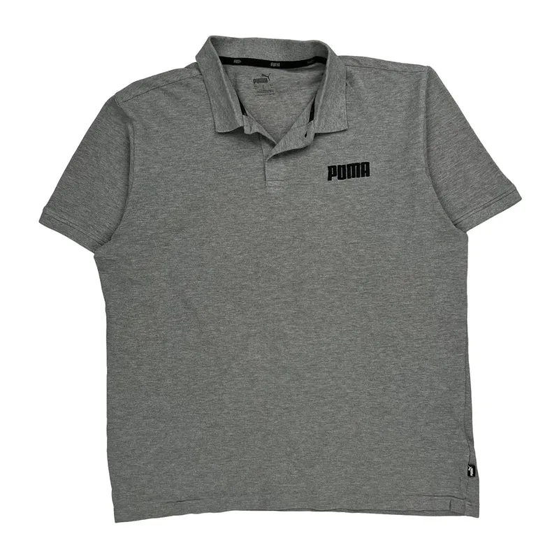 Puma Polo Shirt - Large Grey Cotton