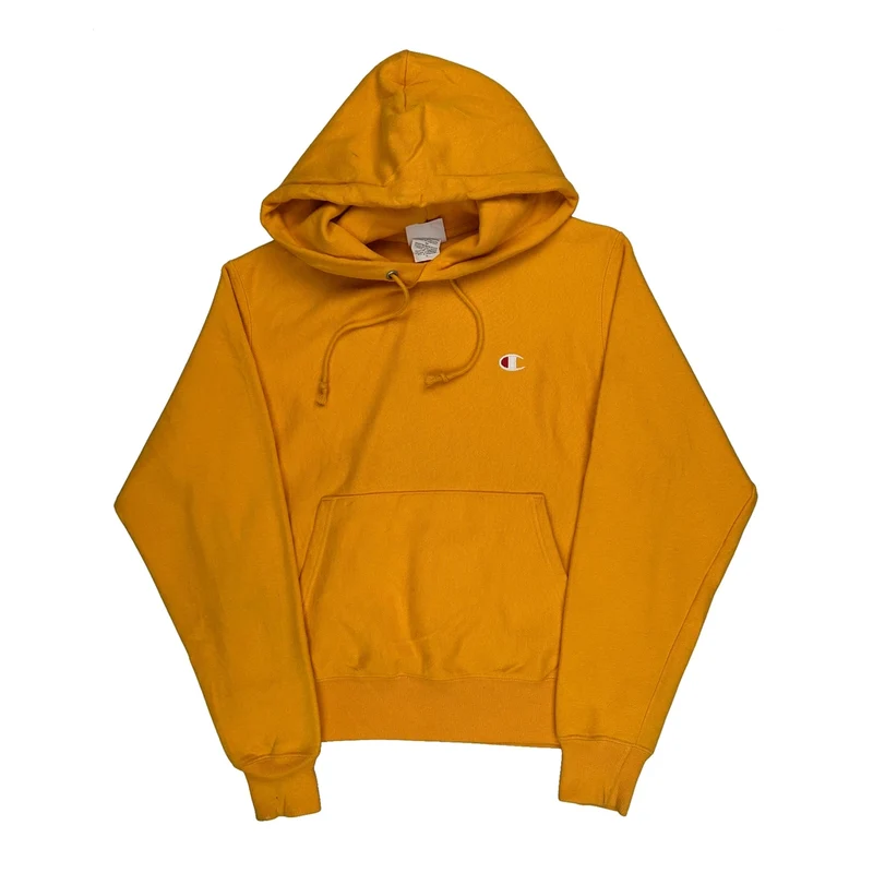 Reverse Weave Champion Hoodie - Small Yellow Cotton