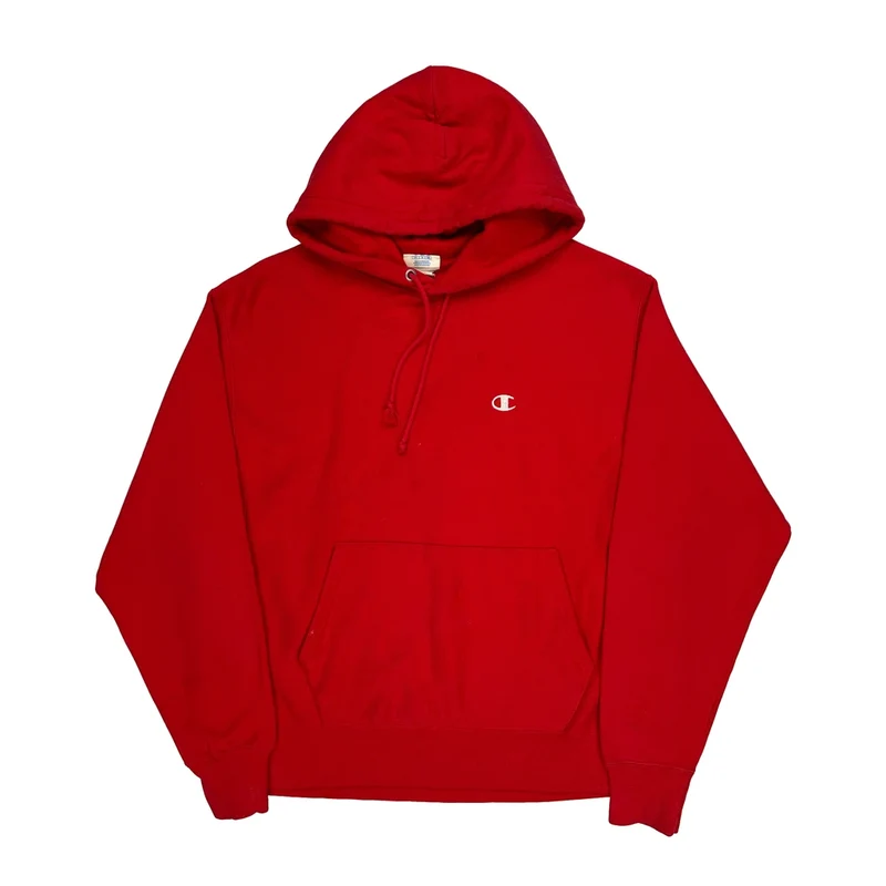 Reverse Weave Champion Hoodie - Large Red Cotton
