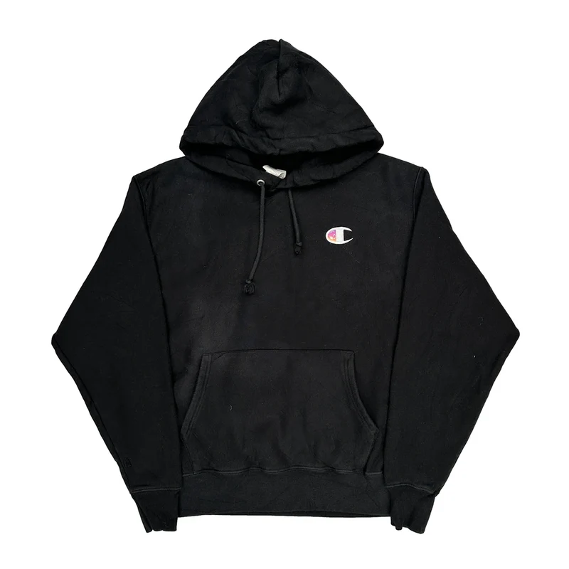 Reverse Weave Champion Hoodie - Large Black Cotton Blend
