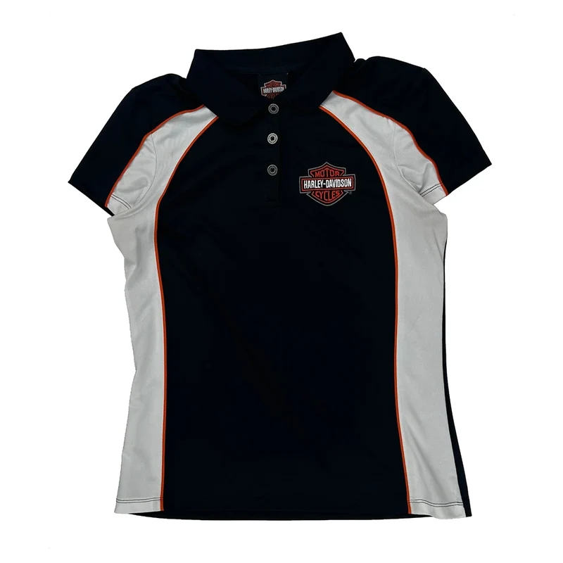 Motorcycles Harley Davidson Polo Shirt - Medium Navy Polyester