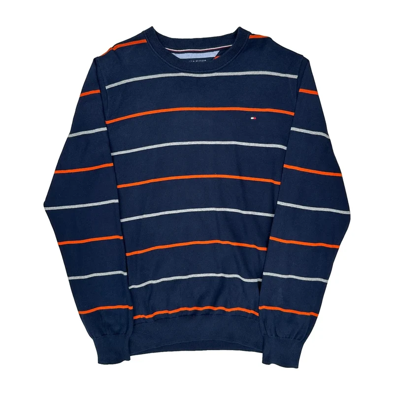 Tommy Hilfiger Striped Sweater - XL Navy Cotton