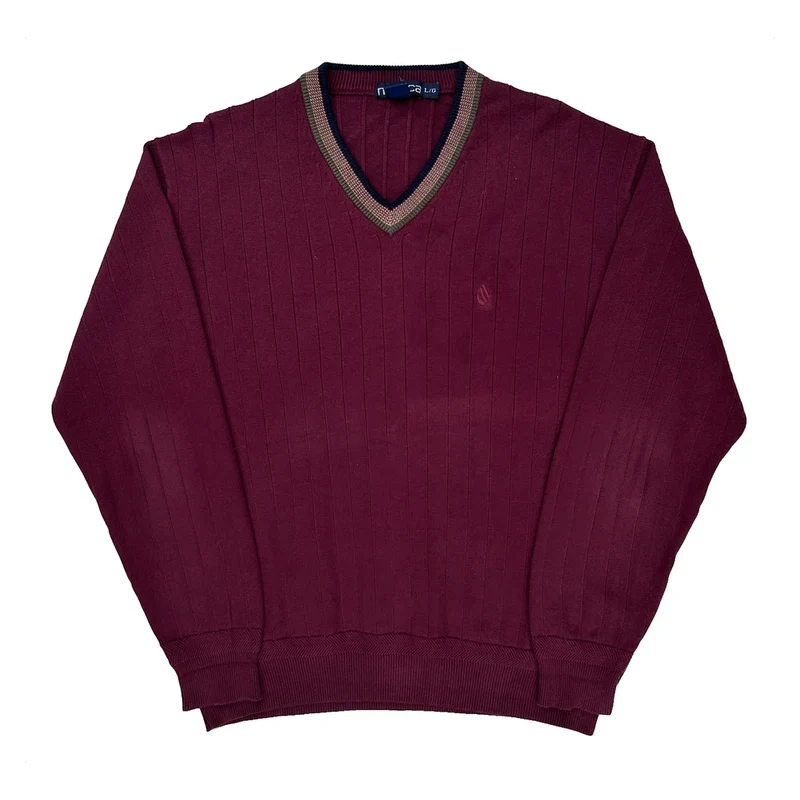 Nautica Sweater - Large Burgundy Cotton