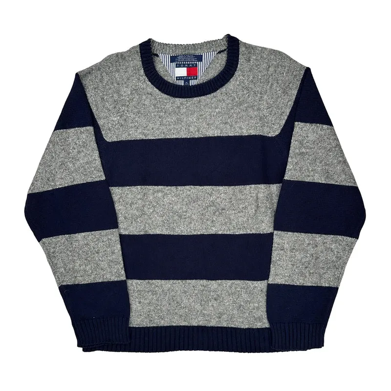 Tommy Hilfiger Striped Sweater - XL Gray Cotton
