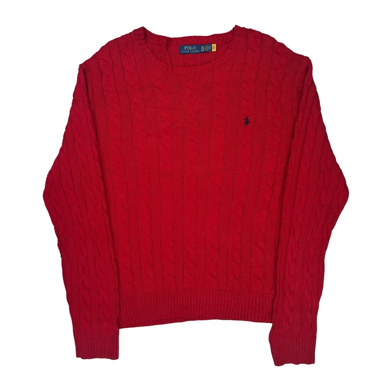 Polo By Ralph Lauren Cable Knit Sweater - 2XL Red Cotton