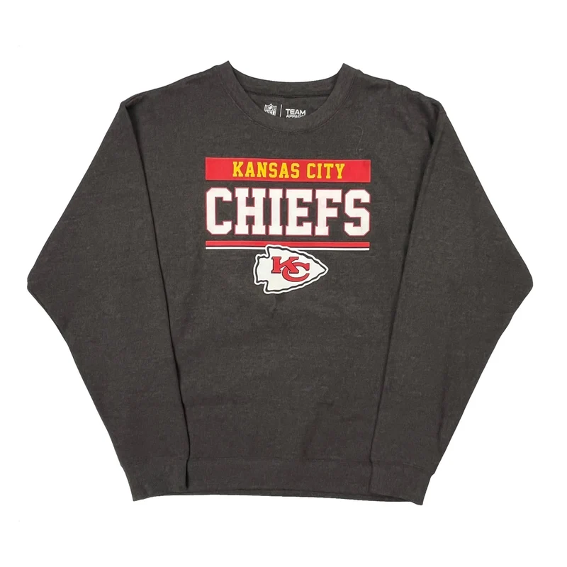 Kansas City Chiefs Nfl Football Sweatshirt - Large Gray Cotton Blend