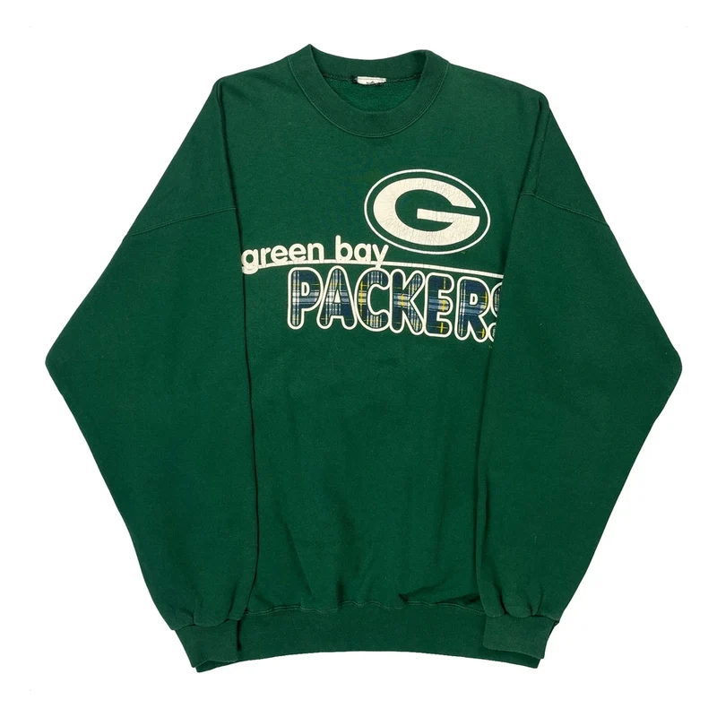 Green Bay Packers Unbranded Football Sweatshirt - Large Green Cotton
