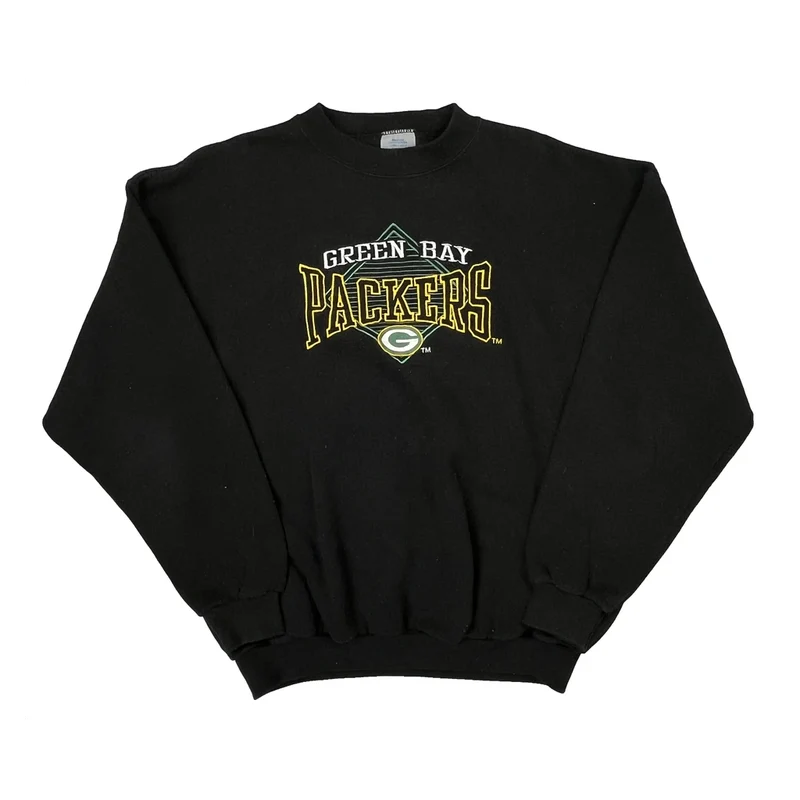 Green Bay Packers Logo Athletics Football Sweatshirt - Large Black Cotton