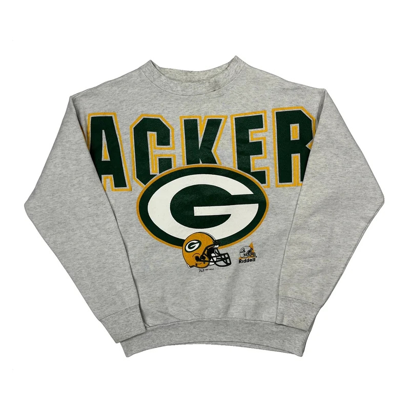 Green Bay Packers NFL Football Sweatshirt - Medium Gray Cotton Blend