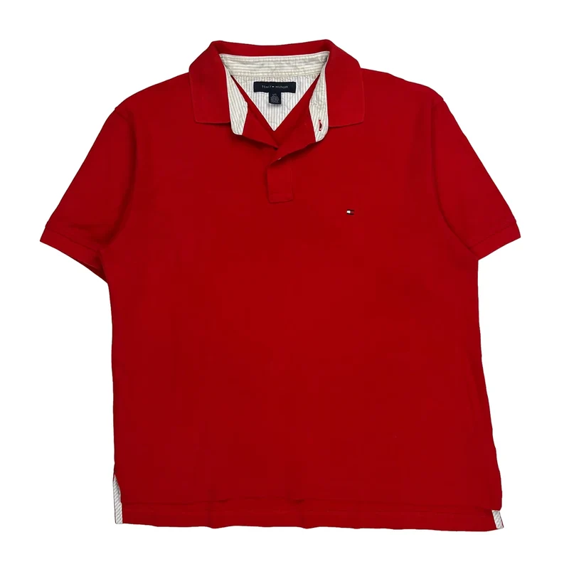 Tommy Hilfiger Polo Shirt - Large Red Cotton