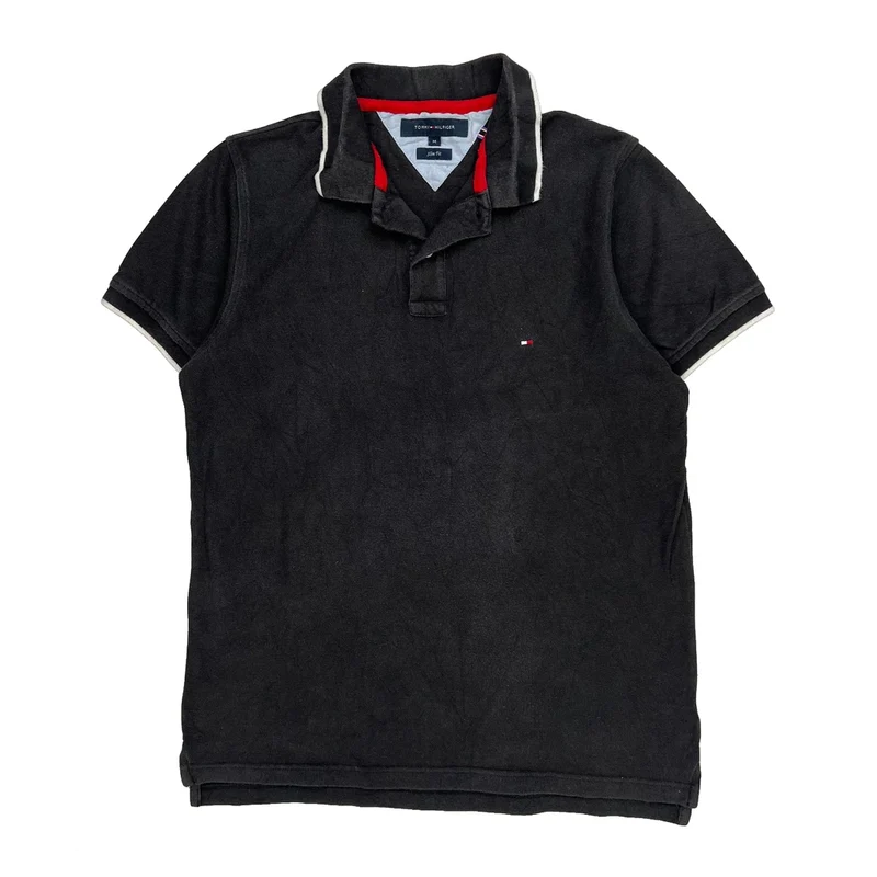Tommy Hilfiger Slim Fit Polo Shirt - Medium Black Cotton