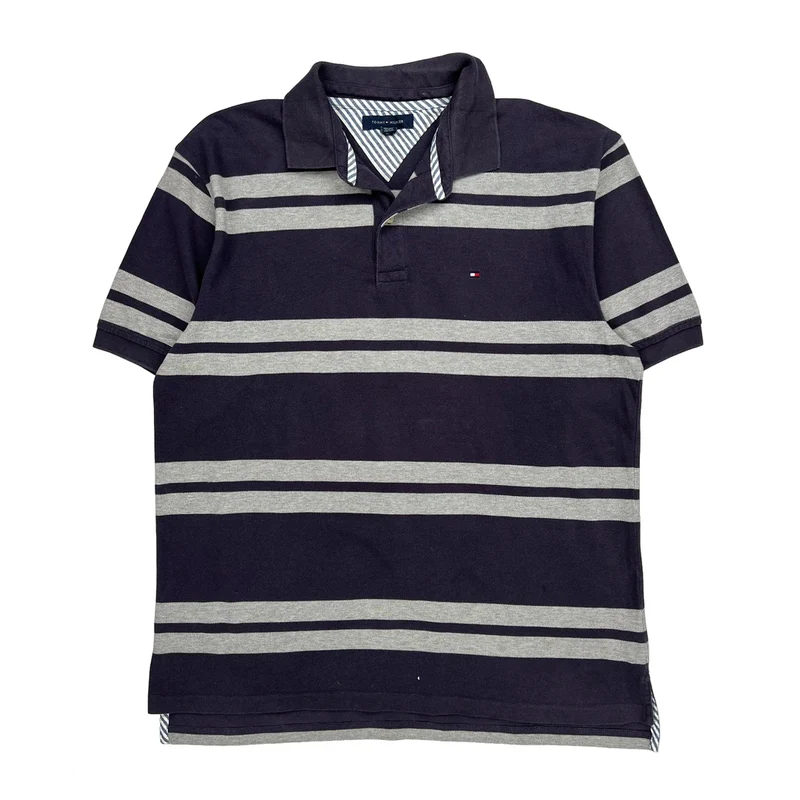 Tommy Hilfiger Striped Polo Shirt - XL Navy Cotton