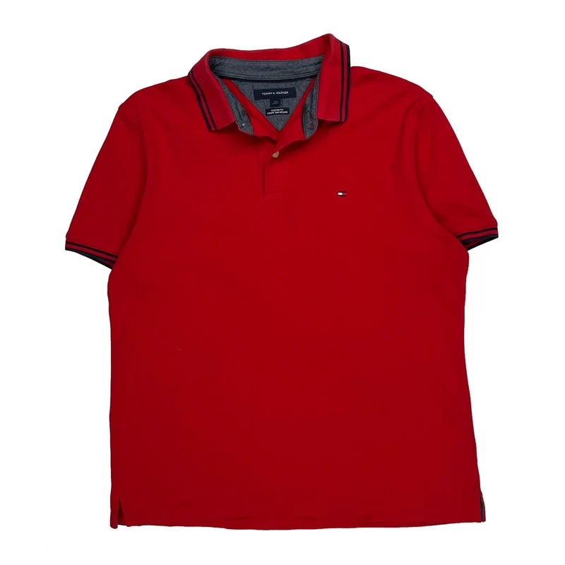 Tommy Hilfiger Polo Shirt - Large Red Cotton