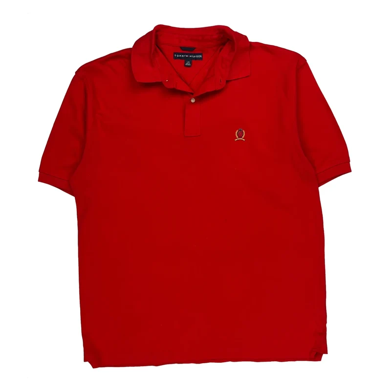 Tommy Hilfiger Polo Shirt - Large Red Cotton