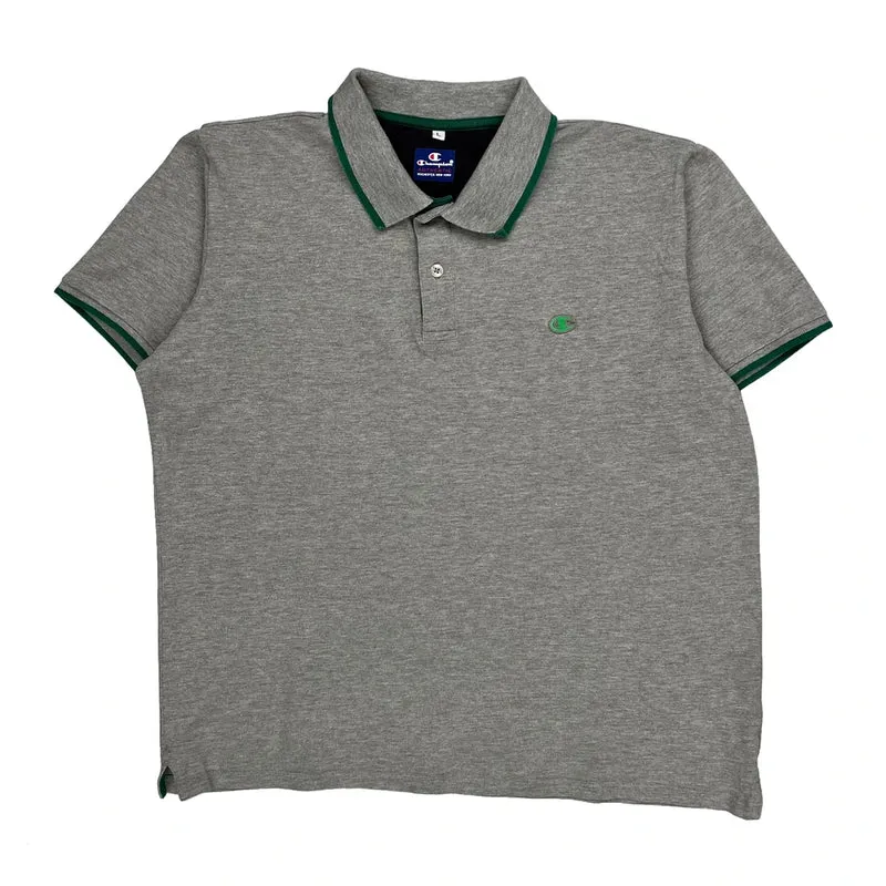 Champion Polo Shirt - Large Grey Cotton