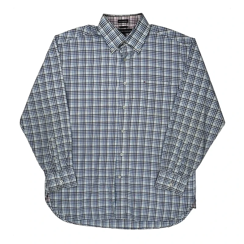 Tommy Hilfiger Checked Shirt - Large Blue Cotton