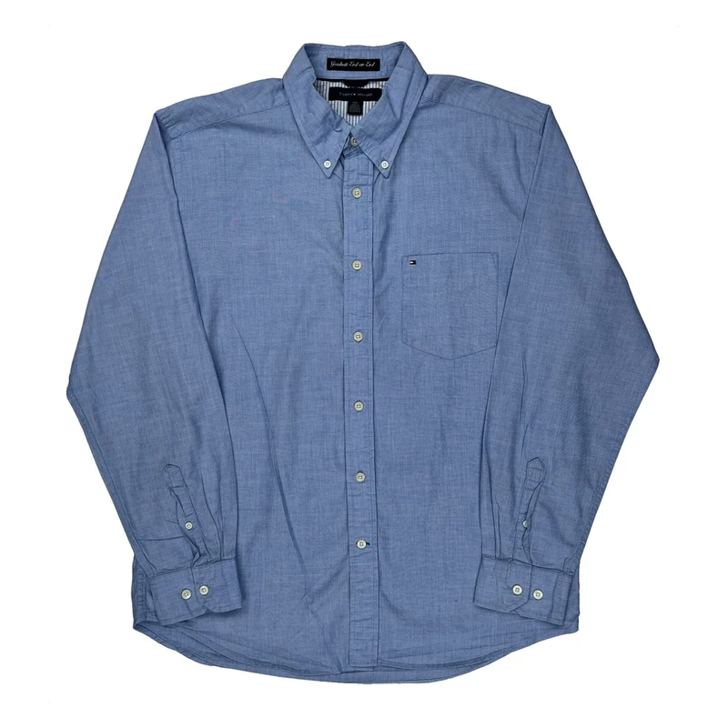 Graduate End-On-End Tommy Hilfiger Shirt - Large Blue Cotton