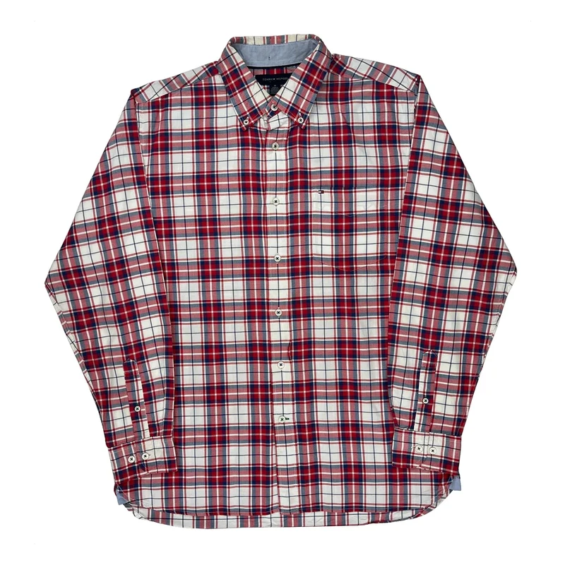 Tommy Hilfiger Checked Shirt - Medium Red Cotton