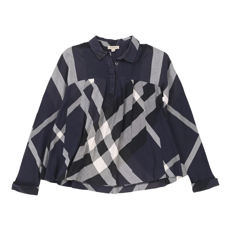 Age 14 Burberry Novacheck Shirt - Small Navy Cotton
