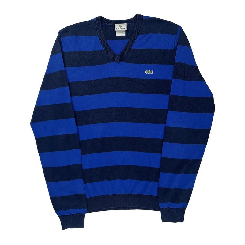 Lacoste Striped Sweater - Medium Blue Cotton