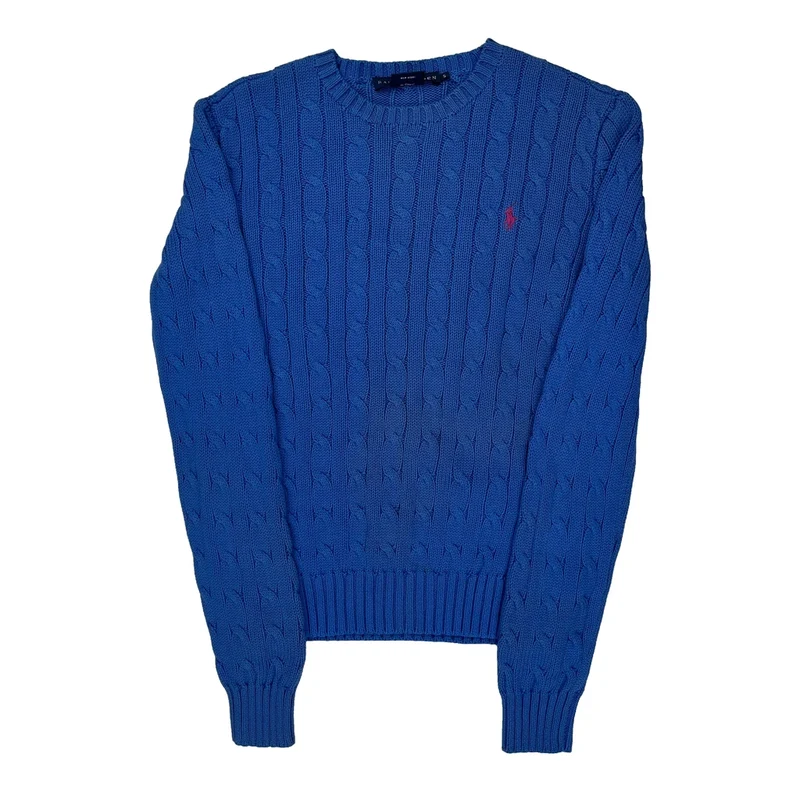 Ralph Lauren Cable Knit Sweater - Small Blue Cotton