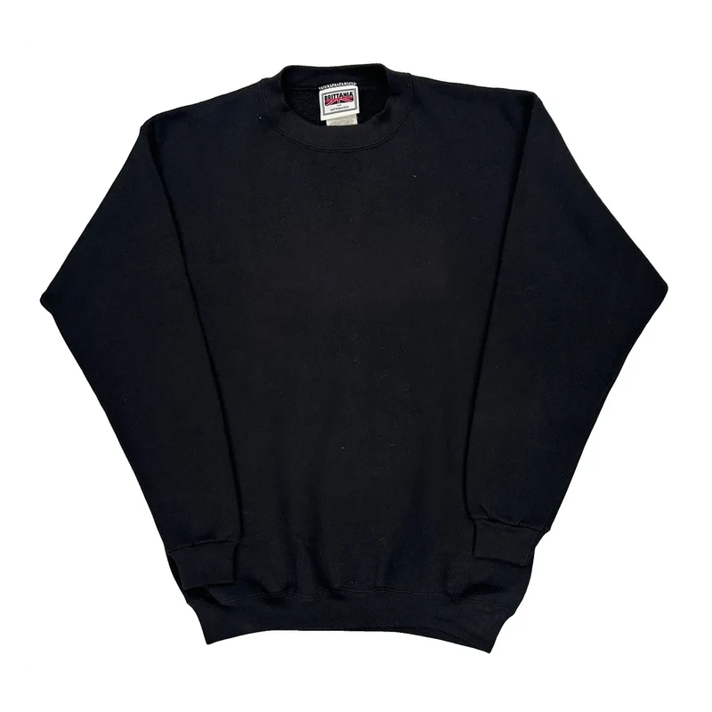 Blank Brittania Sweatshirt - Medium Black Cotton