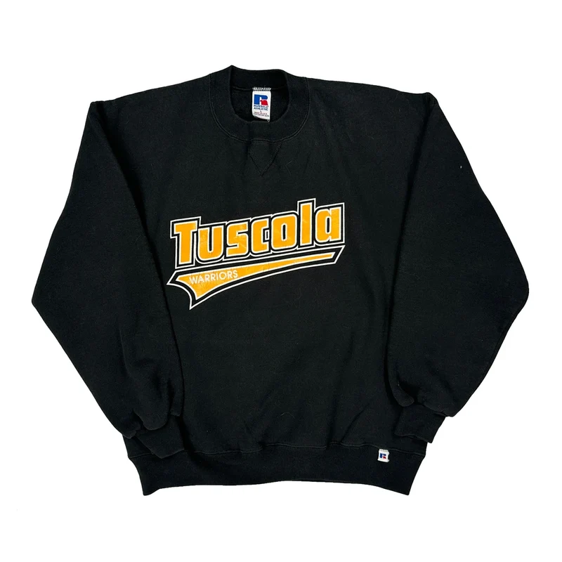 Made In USA Russell Athletic College Sweatshirt - Large Black Cotton