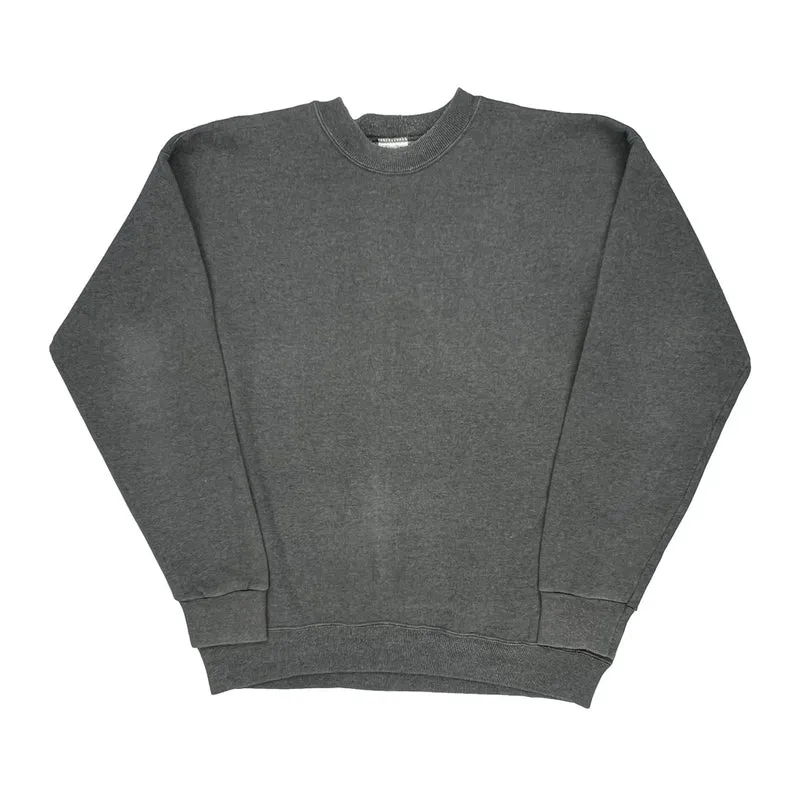 90'S Blank Champion Sweatshirt - Large Grey Cotton Blend