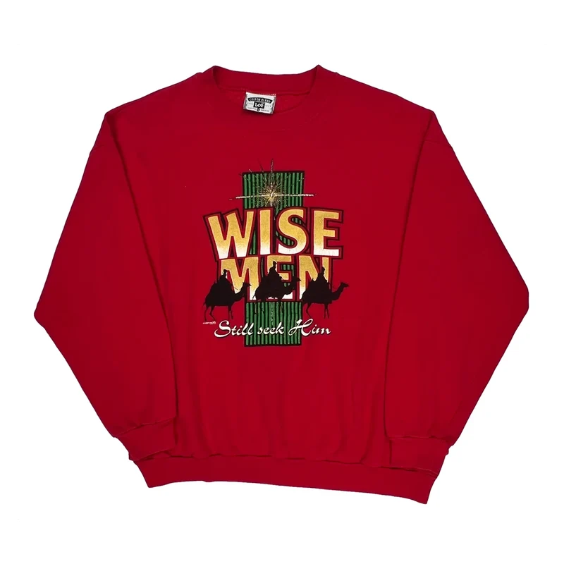 Made In USA Lee Christmas Sweatshirt - XL Red Cotton Blend