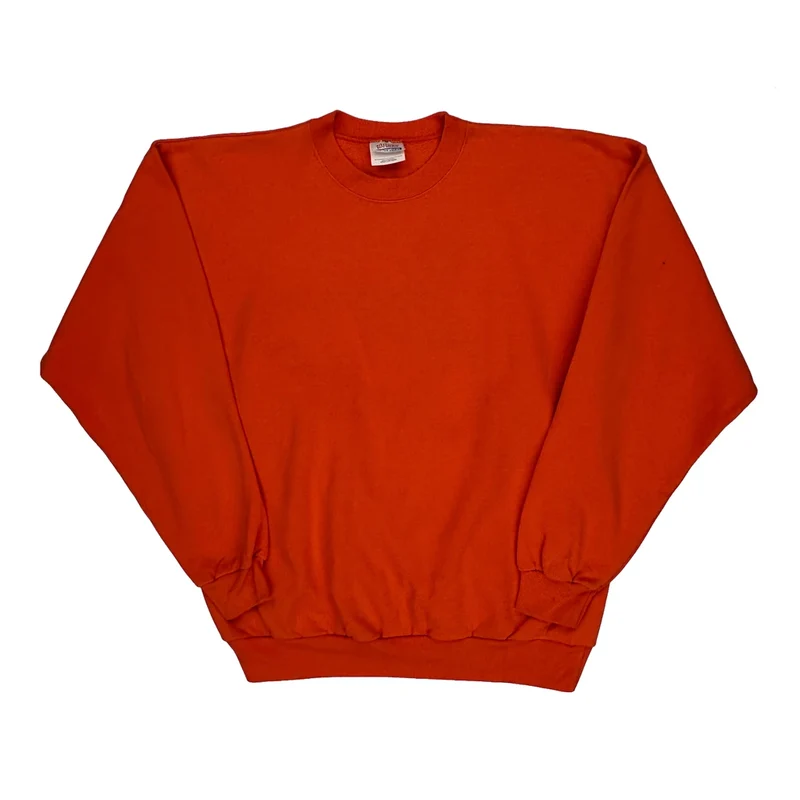 90S Blank Hanes Sweatshirt - Large Orange Cotton Blend