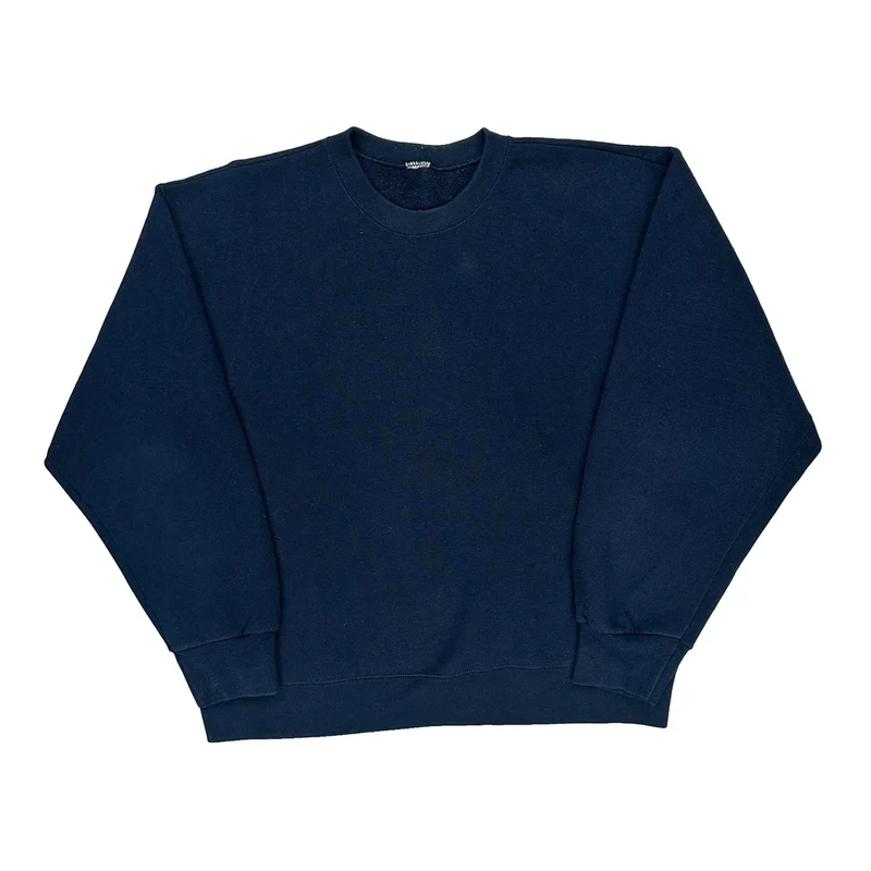 90S Blank Gildan Sweatshirt - Large Navy Cotton