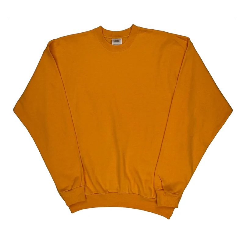 90S Blank Hanes Sweatshirt - Large Orange Cotton Blend