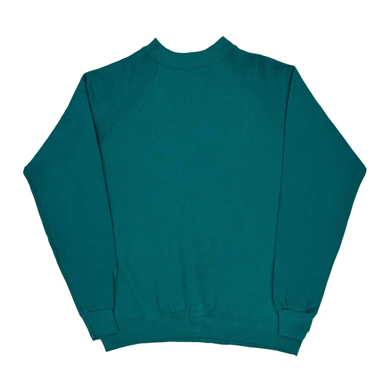 90S Blank Hanes Sweatshirt - Large Green Cotton Blend