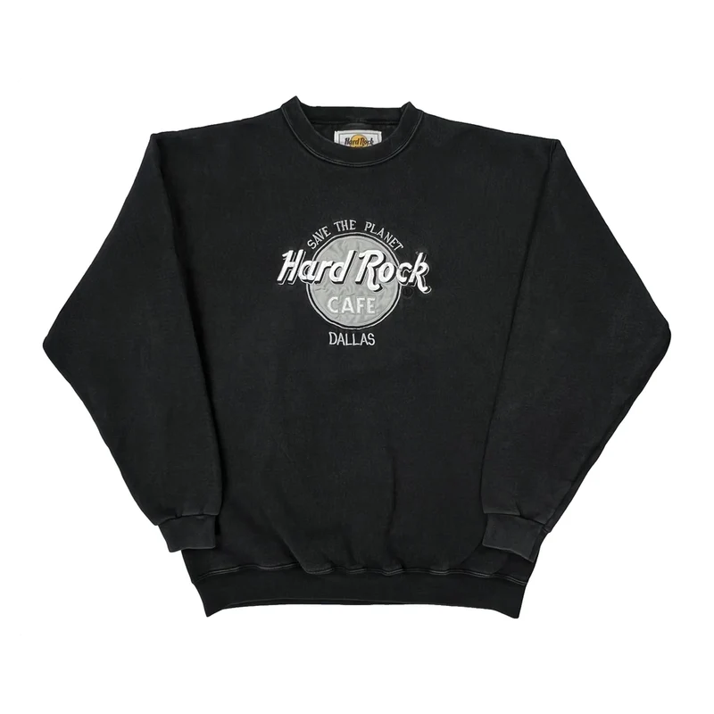 Dallas Hard Rock Cafe Graphic Sweatshirt - Large Black Cotton Blend