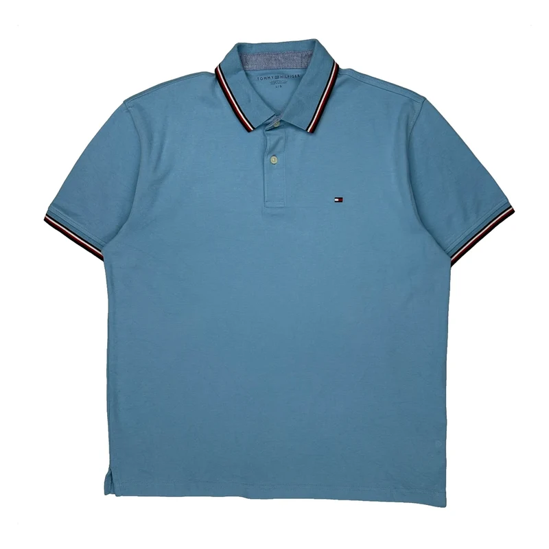 Tommy Hilfiger Polo Shirt - Large Blue Cotton