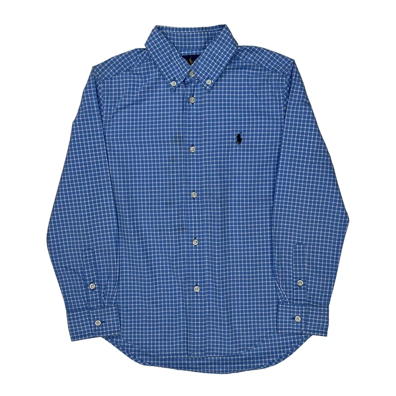 Age 7 Ralph Lauren Checked Shirt - Small Blue Cotton