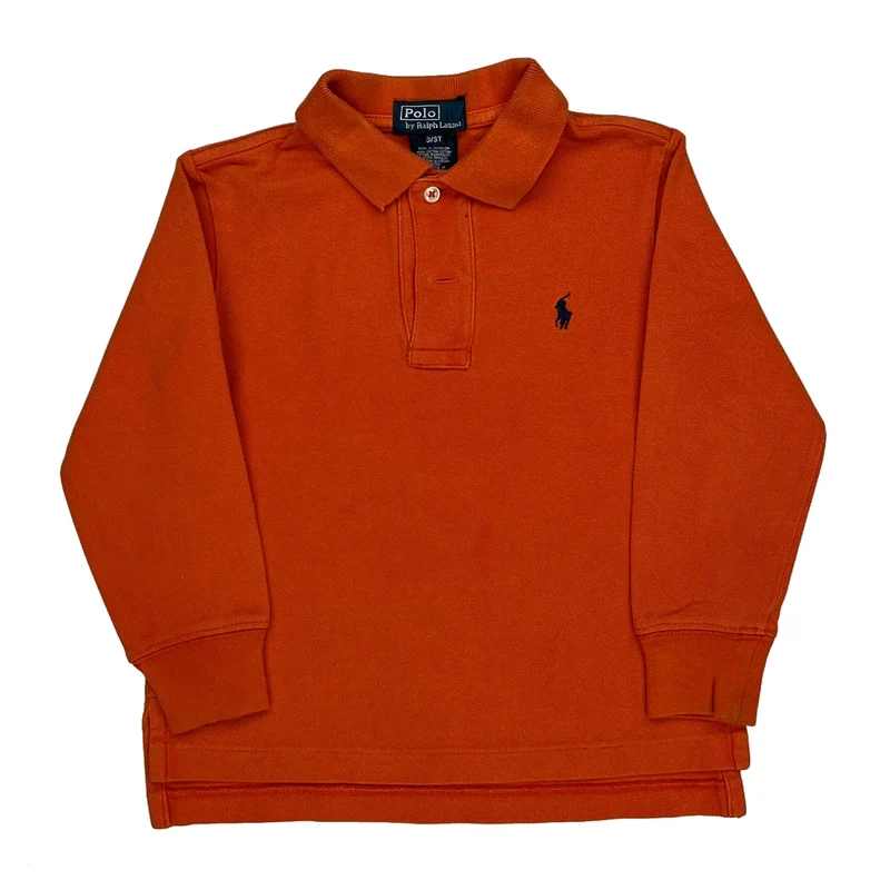 Age 3 Polo By Ralph Lauren Polo Shirt - 2XS Orange Cotton