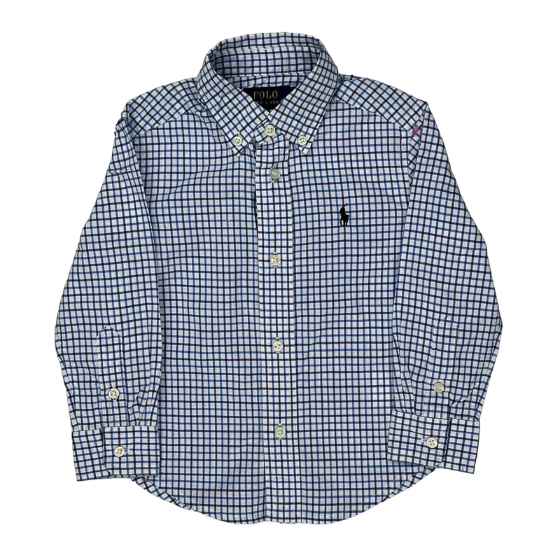Age 2 Polo By Ralph Lauren Checked Shirt - 2XS Blue Cotton