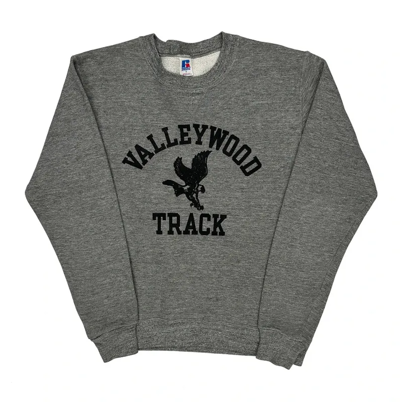 Made In USA Russell Athletic Valleywood Track Sweatshirt - Small Grey Cotton Blend