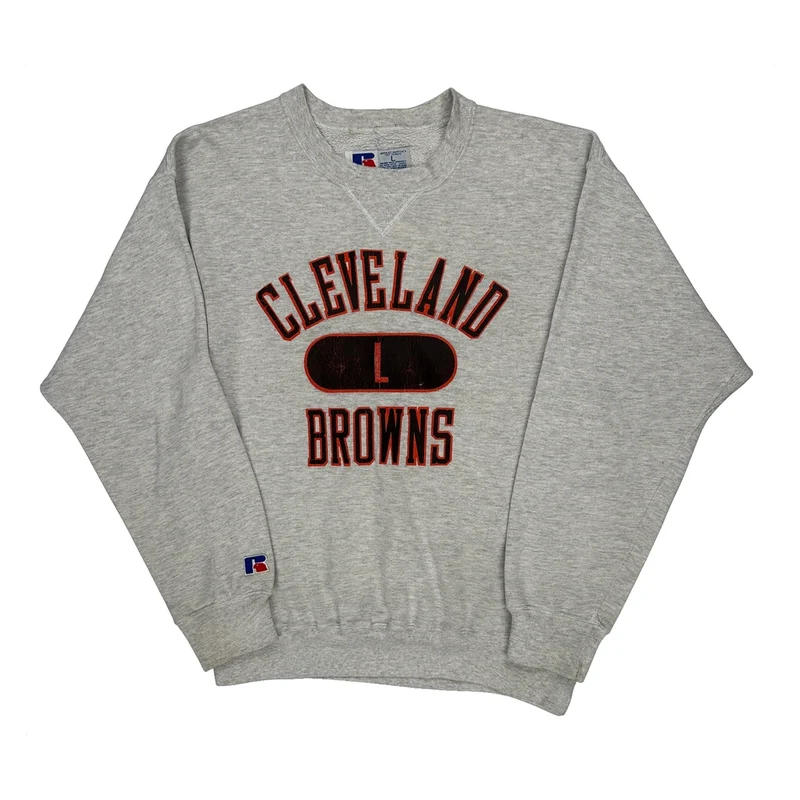 Made In USA Russell Athletic Cleveland Browns Sweatshirt - Large Grey Cotton