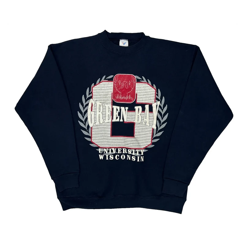 Made In USA Jostens University Wisconsin Sweatshirt - Large Navy Cotton