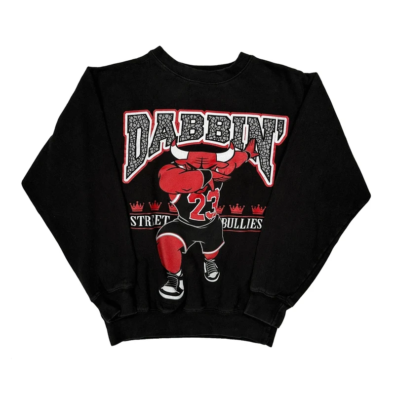 Street Bullies Chicago Bulls Graphic Sweatshirt - Small Black Cotton